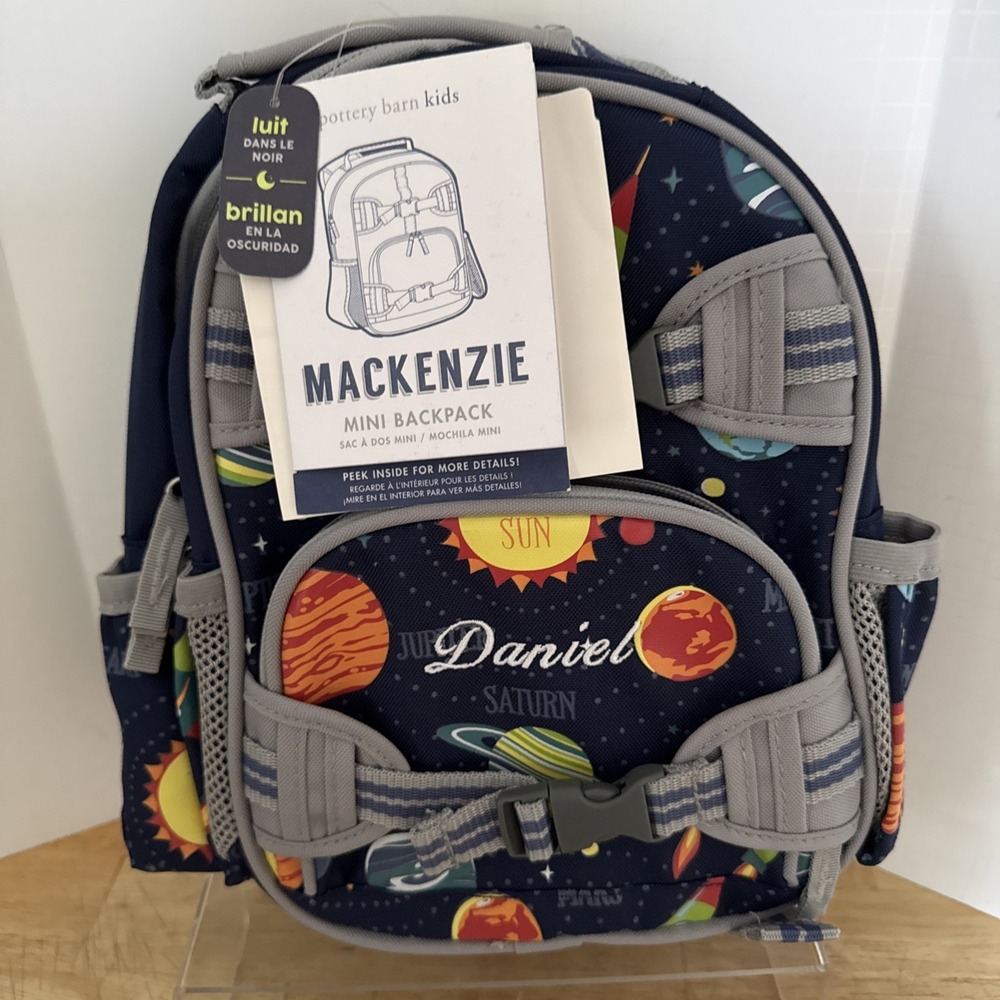 Pottery Barn Kids Mackenzie Solar System Glow-in-the-Dark Backpack Mini "DANIEL"